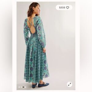 Free People Floral Blue and Purple Maxi Dress